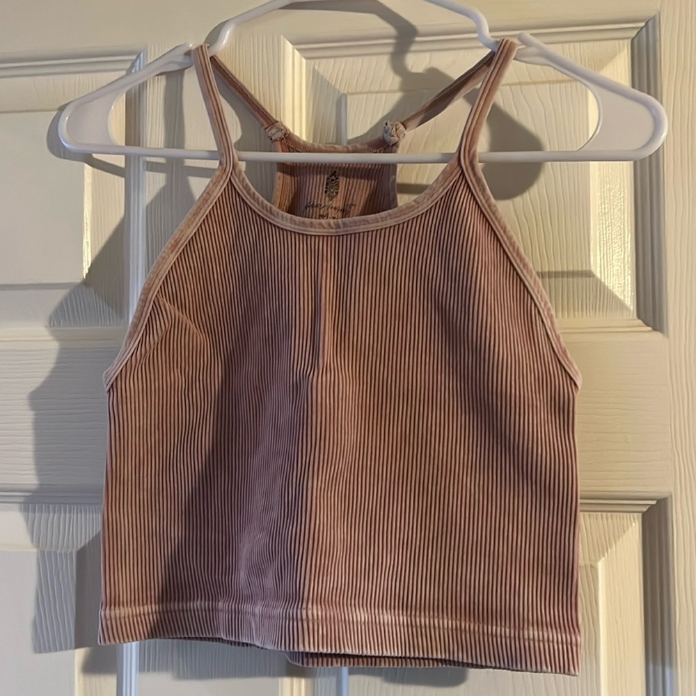 Free People Happiness Runs Crop Tank Soft Pink M/L
